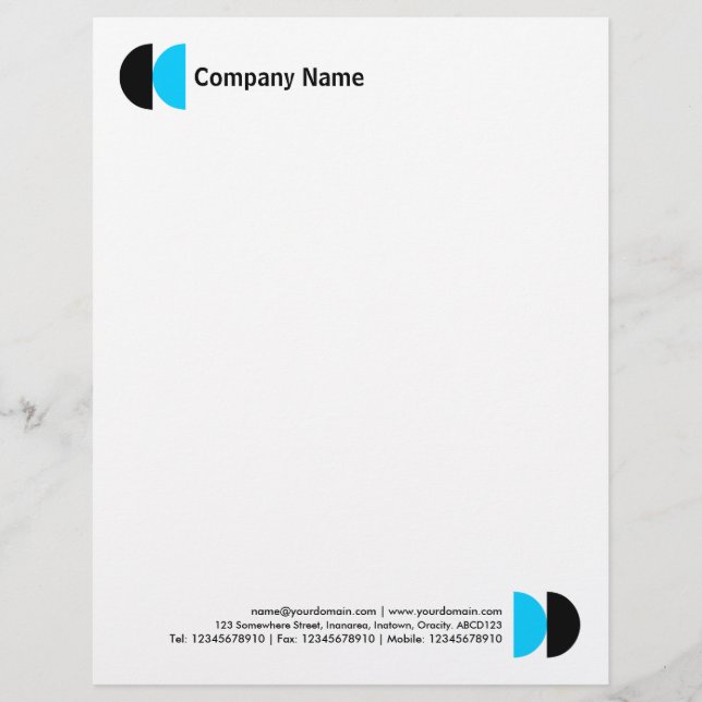 Papel Timbrado Crescentes duplos - Preto e Azul-Céu (Frente)