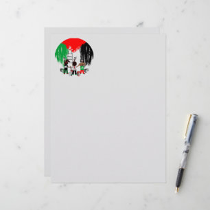 Papel Timbrado Crianças de Gaza Pintando a Bandeira da Palestina