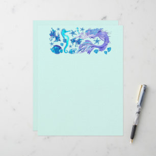 Papel Timbrado Criatura De Fada Roxa Sereia