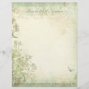 Papel Timbrado Crie Seu Próprio Borboleta Folhagem Shabby Chic
