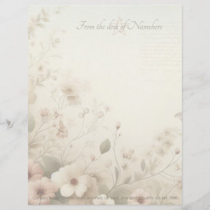 Papel Timbrado Crie Seu Próprio Cosmos Rosa Branco Shabby Chic