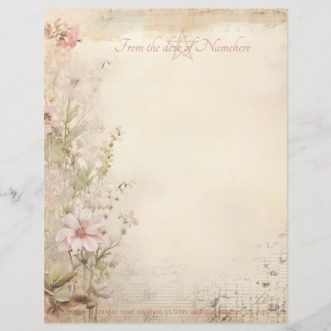 Papel Timbrado Crie Seu Próprio Efêmero de Flores Silvestres Vint (Frente)