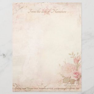 Papel Timbrado Crie Seu Próprio Efêmero de Rosas Pink Vitorianas