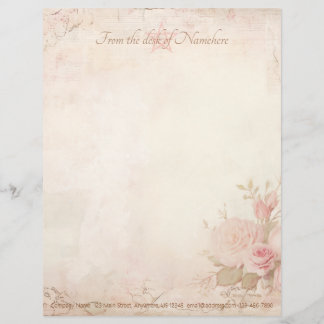 Papel Timbrado Crie Seu Próprio Efêmero de Rosas Pink Vitorianas