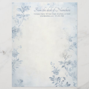 Papel Timbrado Crie Seu Próprio Floral Azul Despojado Chic