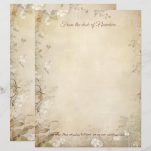 Papel Timbrado Crie Seu Próprio Floral Vintage Bege Branco Sonhad