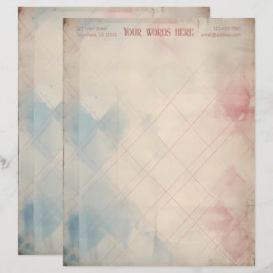 Papel Timbrado Crie Seu Próprio Harlequim Grunge Rosa Azul