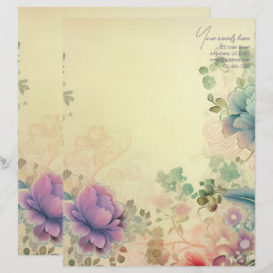 Papel Timbrado Crie Seu Próprio Paraíso Floral Romântico de Peôni