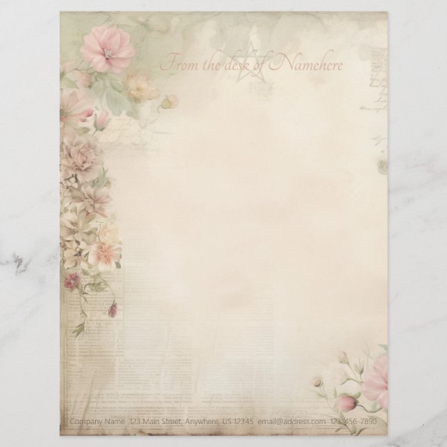 Papel Timbrado Crie Seus Próprios Efêmeros de Flores Silvestres S (Frente)