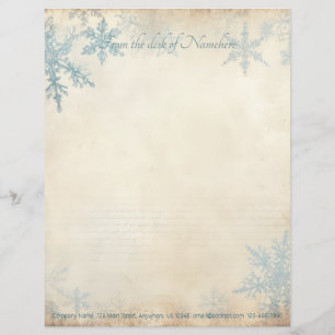 Papel Timbrado Crie Seus Próprios Flocos de Neve Azuis em Pergami