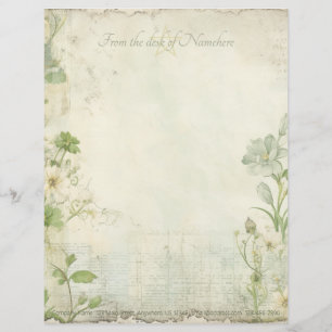 Papel Timbrado Crie Seus Próprios Flores Silvestres Azuis Brancas