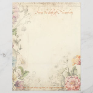 Papel Timbrado Crie Seus Próprios Flores Silvestres Rústicas Vint