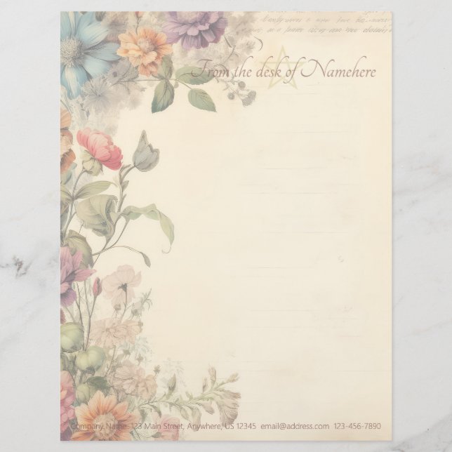 Papel Timbrado Crie Seus Próprios Flores Silvestres Vitorianas Vi (Frente)