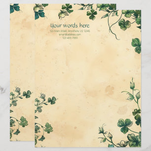 Papel Timbrado Crie Seus Próprios Trevos de Três Folhas Vintage