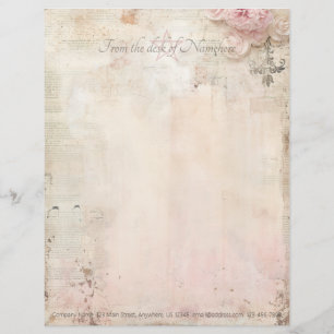 Papel Timbrado Crie Sua Própria Efêmera de Cravos Rosa Antigos