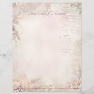 Papel Timbrado Crie Sua Própria Efêmera de Rosas Cor-de-Rosa Páli