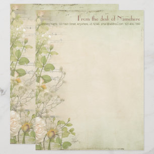 Papel Timbrado Crie Sua Própria Papelaria com Rosas e Margaridas 