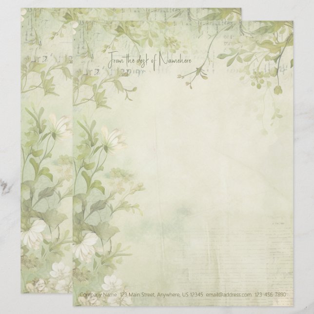 Papel Timbrado Crie sua própria papelaria de rosas de chá brancas (Frente/Verso)