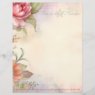 Papel Timbrado Crie Sua Própria Rosa Rosa Pintada Floral Mística
