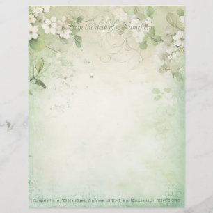 Papel Timbrado Crie Sua Própria Vinha de Flores Brancas Shabby Ch