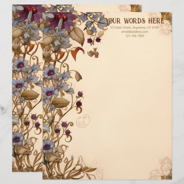 Papel Timbrado Crie suas Próprias Flores de Jardim Romântico de O (Frente/Verso)