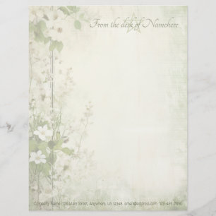 Papel Timbrado Crie Suas Próprias Flores Selvagens Verde Shabby C