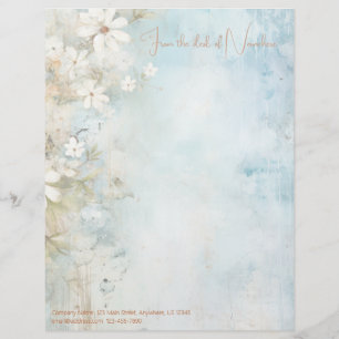 Papel Timbrado Crie Suas Próprias Margaridas Florais Azul Desbota