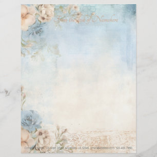 Papel Timbrado Crie Suas Próprias Rosas Azuis Rústicas Florais