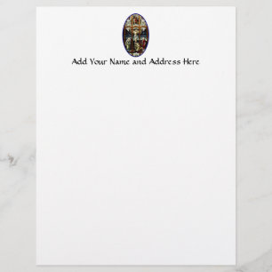 Papel Timbrado Crucificação da janela de vitral de Jesus