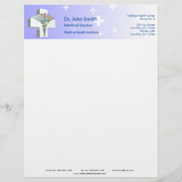 Papel Timbrado Cruz Branca Holográfica Médica 3D Caduceus