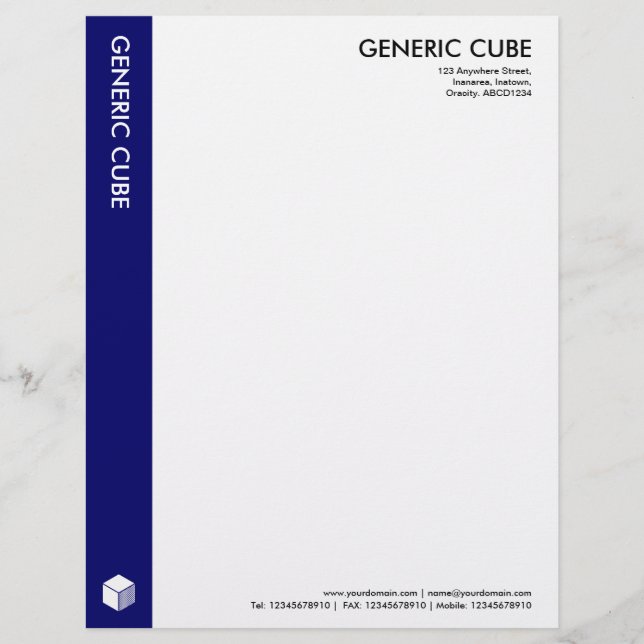 Papel Timbrado Cubo Genérico - Azul Marinho Profundo (Frente)