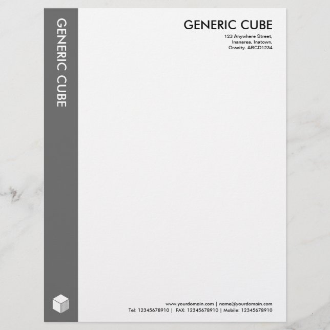 Papel Timbrado Cubo Genérico - Cinzas (Frente)