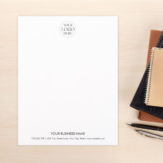 Papel Timbrado Custom Business Logo Black White Minimalist Simple