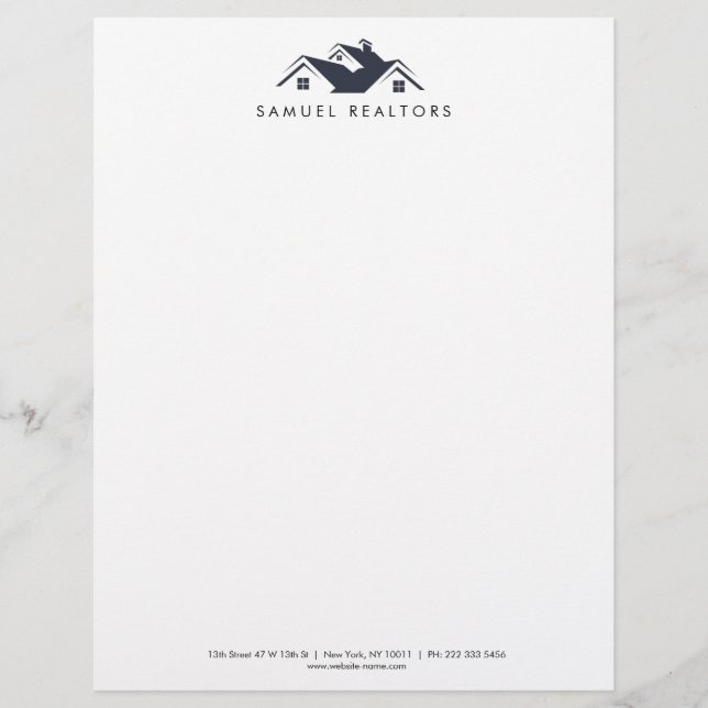 Papel Timbrado Custom Stylish Modern Real Estate Home Logo (Frente)