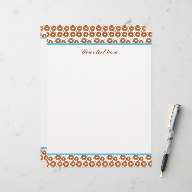Papel Timbrado Cute tiled doughnut pattern customizable  (Frente/Verso In Situ)