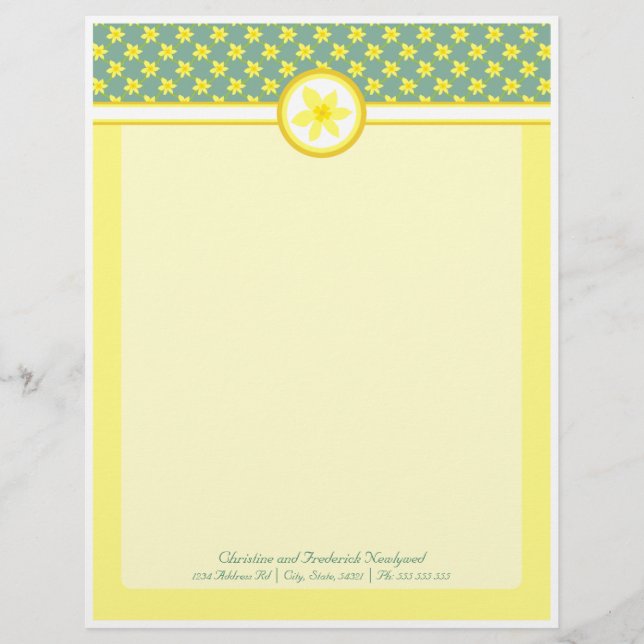 Papel Timbrado Daffodil Wedding, letterhead (Frente)