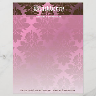 Papel Timbrado damasco "puro" do chocolate de 311-Pink Blackberry