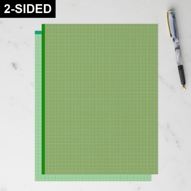 Papel Timbrado Dark Green Grid Graph Paper Sheets (Inch Squares) (engineering sheets, architectural drawing grid template, custom inch square layout, printable dark)