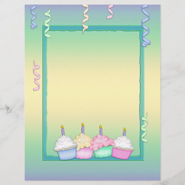 Papel Timbrado de Aniversário Multi-colorido (Frente)