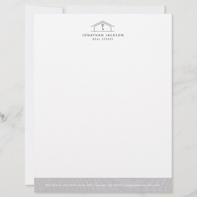 Papel Timbrado de Corretor Moderno Cinza com Borda (Frente)