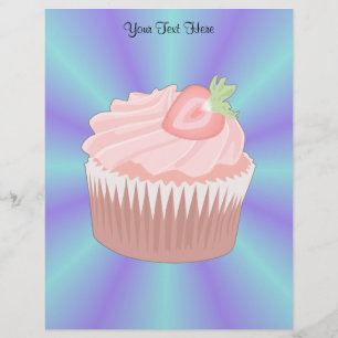 Papel Timbrado de Cupcake de Morango