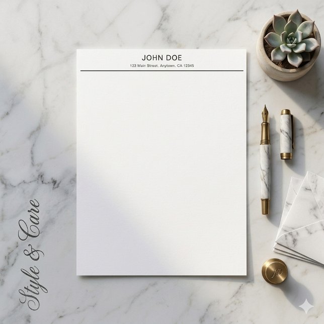 Papel Timbrado de Escritório Personalizado Minimal (Modern Minimalist Personalized Office Letterhead)