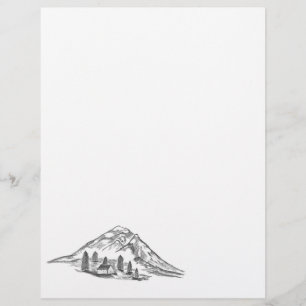 Papel timbrado de montanha preto e branco