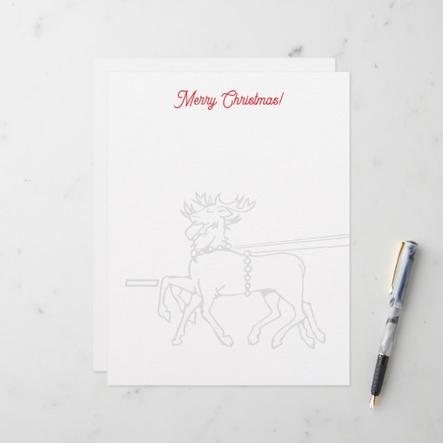 Papel timbrado de Natal com desenho dos renes de P (Frente/Verso In Situ)