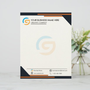 Papel Timbrado de Negócios Moderno Preto e Laranja