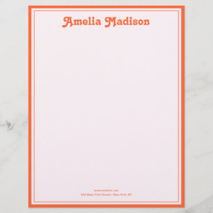 Papel Timbrado Decoração Retro Simples Rosa Laranja