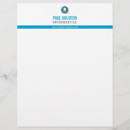 Papel Timbrado DENTIST LETTERHEAD: azul do logotipo dos dentes mo