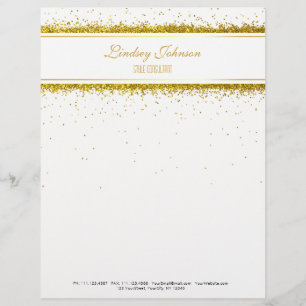 Papel Timbrado Desenhista Dourado dos confetes do brilho do falso