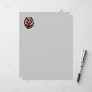 Papel Timbrado Desenho de Totem Tribal Haida de Lobo