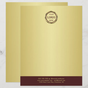 Papel Timbrado Desenho em ouro vermelho-escuro, logotipo ou foto